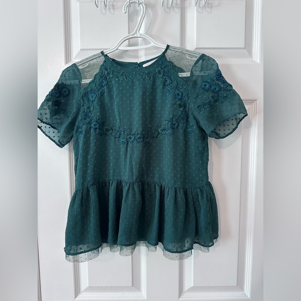 Zara green blouse top